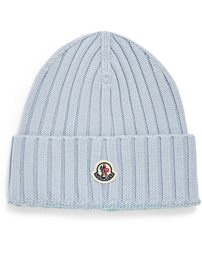 Moncler Wool Ribbed Beanie - Blue