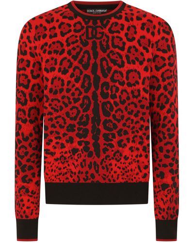Dolce & Gabbana Leopard Print Sweater - Red