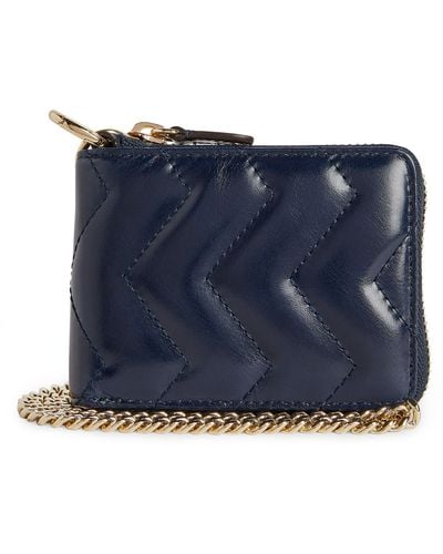 Sandro Leather Quilted Wallet - Blue