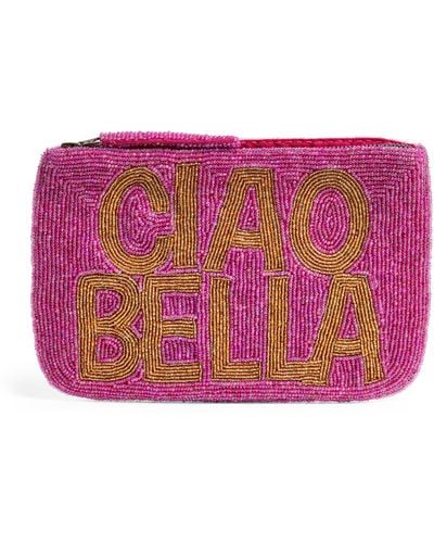 The Jacksons Beaded Ciao Bella Clutch Bag - Purple
