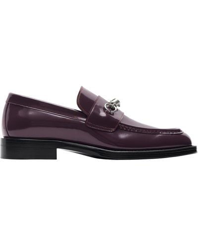 Burberry Leather Barbed Loafers - Purple