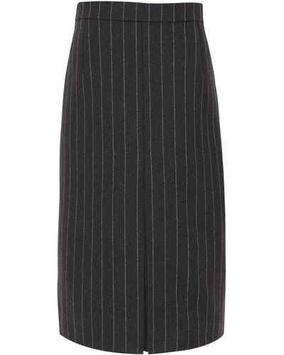 Saint Laurent Virgin Wool Midi Skirt - Black