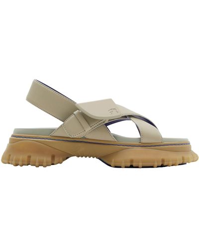 Burberry Leather Pebble Sandals - Natural