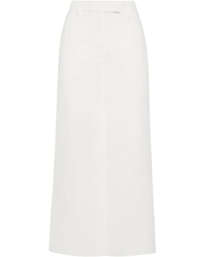 Brunello Cucinelli Fluid Twill Maxi Skirt - White