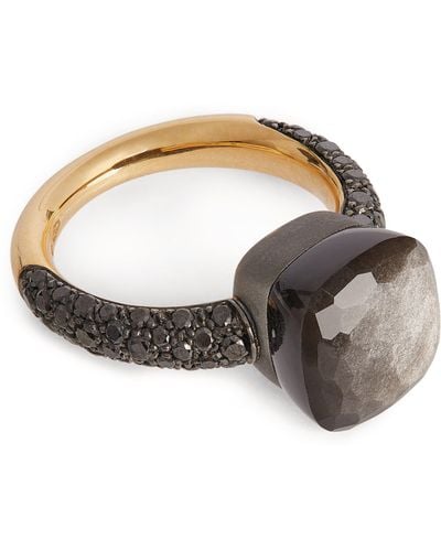 Pomellato Rose Gold, Titanium, Black Diamond And Obsidian Nudo Ring