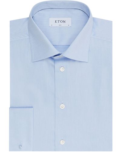 Eton Slim Fit Cotton Twill Shirt - Blue