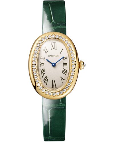 Cartier Small Yellow Gold And Diamond Baignoire Watch 23.1mm - Metallic