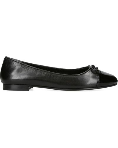 Tory Burch Leather Bow Ballet Flats - Black