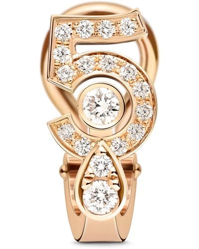 Chanel Beige Gold And Diamond N ̊5 Single Clip-on Earring - Metallic
