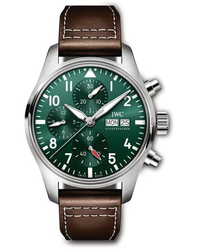 IWC Schaffhausen Stainless Steel Pilot's Chronograph Watch 41mm - Green