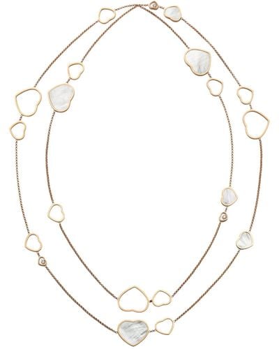 Chopard Rose Gold And Mother Of Pearl Happy Hearts Necklace - Metallic