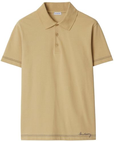Burberry Cotton Polo Shirt - Natural