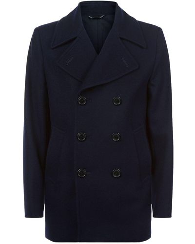 Gieves & Hawkes Double Breasted Pea Coat - Blue