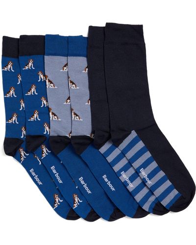 Barbour Cotton-blend Socks (pack Of 3) - Blue