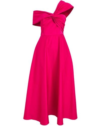 Roland Mouret Cotton-blend Asymmetric Midi Dress - Pink