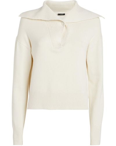 JOSEPH Silk-blend Polo Sweater - White