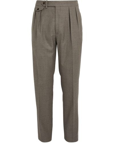 Ralph Lauren Purple Label Wool Double-pleated Pants - Gray