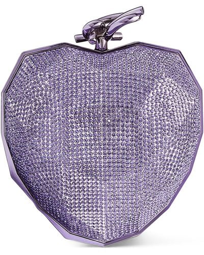 Jimmy Choo Crystal-embellished Heart Clutch Bag - Purple
