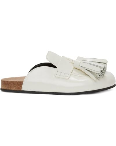 JW Anderson Patent Leather Tassel Loafer Mules - White