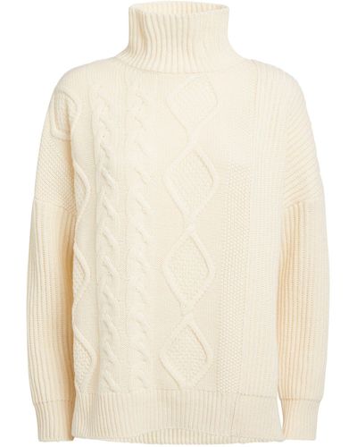 Weekend by Maxmara Virgin Wool Cable-knit Lambert Sweater - White
