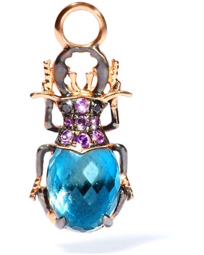 Annoushka Rose Gold Mythology Beetle Earring Drop - Blue