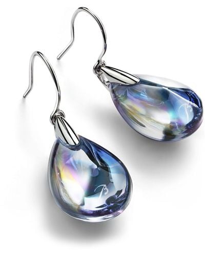 Baccarat Sterling Silver Fleurs De Psydelic Iridescent Clear Earrings - Blue