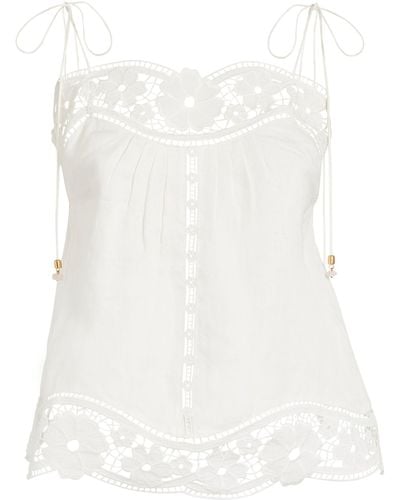 Zimmermann Linen Broderie Anglaise Cami Top - White