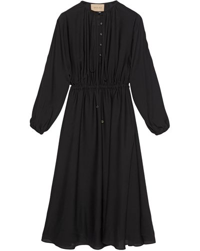 Gucci Silk Georgette Midi Dress - Black