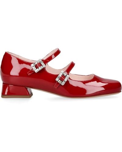 Roger Vivier Patent Leather Tres Viv Mary Janes 25 - Red