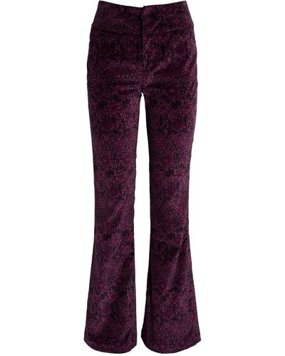 PAIGE X Morris & Co. Velvet High-rise Lou Lou Flare Jeans - Purple