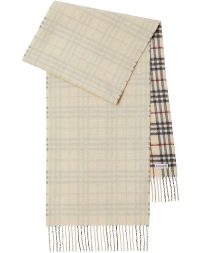 Burberry Cashmere Reversible Check Scarf - Natural