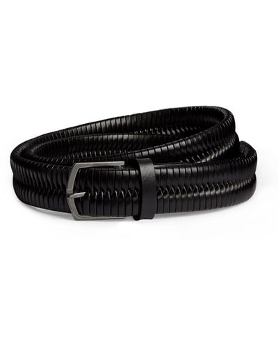 Giorgio Armani Leather Woven Belt - Black