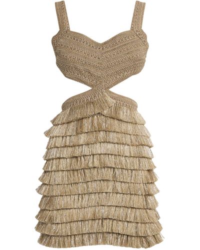PATBO Fringe-trim Mini Dress - Natural