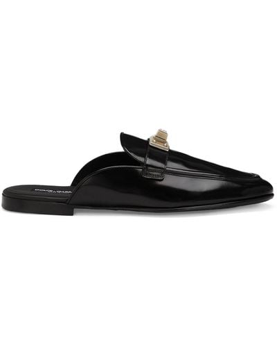Dolce & Gabbana Leather Open-back Loafers - Black