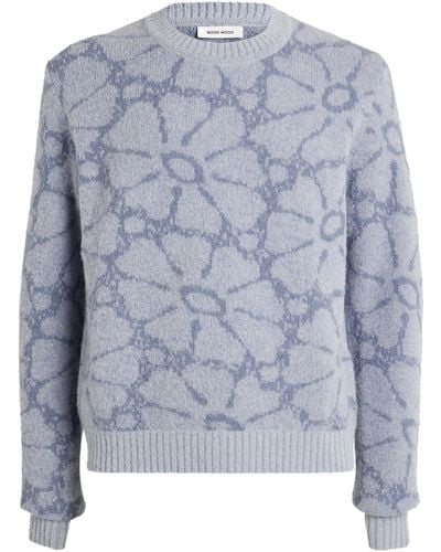 WOOD WOOD Alpaca-blend Flower Sweater - Blue