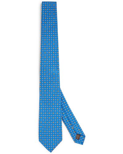 Canali Silk Floral Tie - Blue