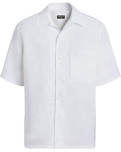 Zegna Linen Short-sleeved Shirt - White