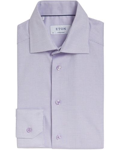 Eton Cotton Check Shirt - Purple