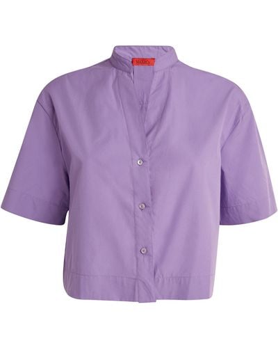 MAX&Co. Cotton Poplin Cropped Shirt - Purple