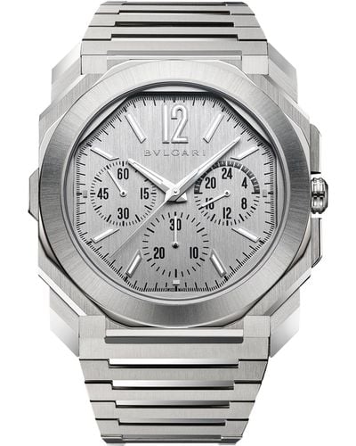 BVLGARI Stainless Steel Octo Finissimo Chronograph Gmt Watch 43mm - Gray