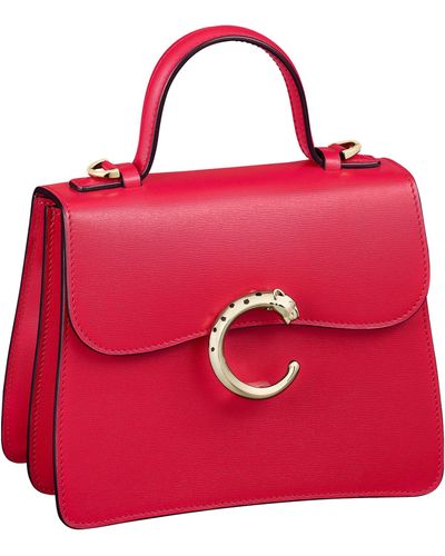 Cartier Mini Calfskin Panthère De Top-handle Bag - Red