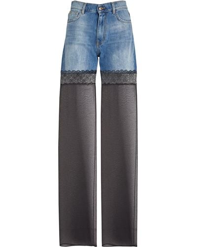 Nensi Dojaka Sheer-detail Hybrid High-rise Jeans - Blue