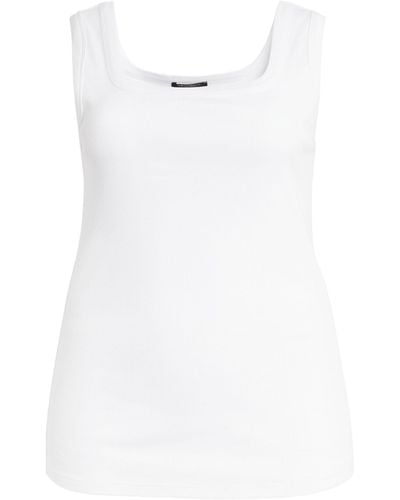 Marina Rinaldi Cotton Ribbed Tank Top - White