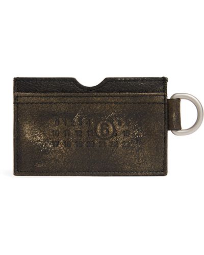 MM6 by Maison Martin Margiela Leather Distressed Numeric Card Holder - Black