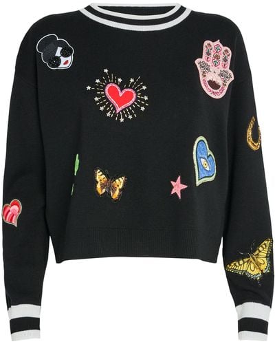 Alice + Olivia Alice + Olivia Wool-blend Appliqué Gleeson Sweater - Black