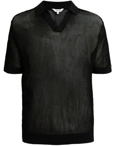 Calvin Klein Mesh-knit Polo Shirt - Black