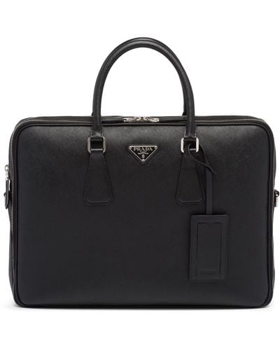 Prada Saffiano Leather Briefcase - Black