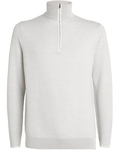 Sease Wool-cashmere Quarter-zip Sweater - White