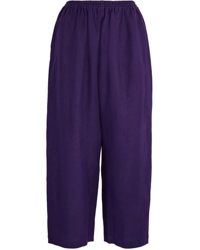 Eskandar Linen Japanese Trousers - Purple