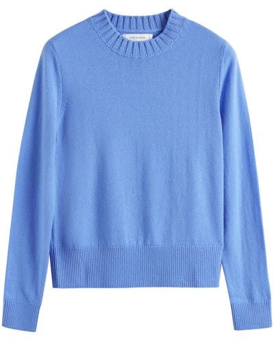 Chinti & Parker Wool-cashmere Cropped Sporty Jumper - Blue
